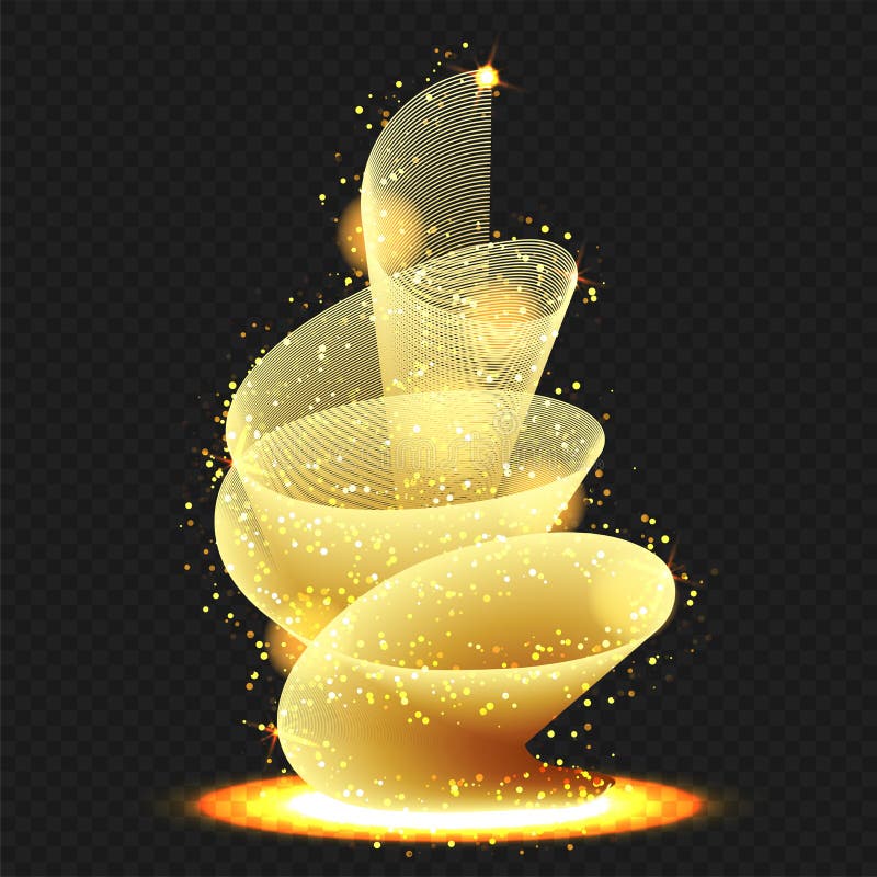 Creatieve spiraalvormige gouden lichte wervelings heldere snelheid of motie vector illustratie Creatieve spiraalvormige gouden lichte wervelings heldere snelheid of motie vector illustratie