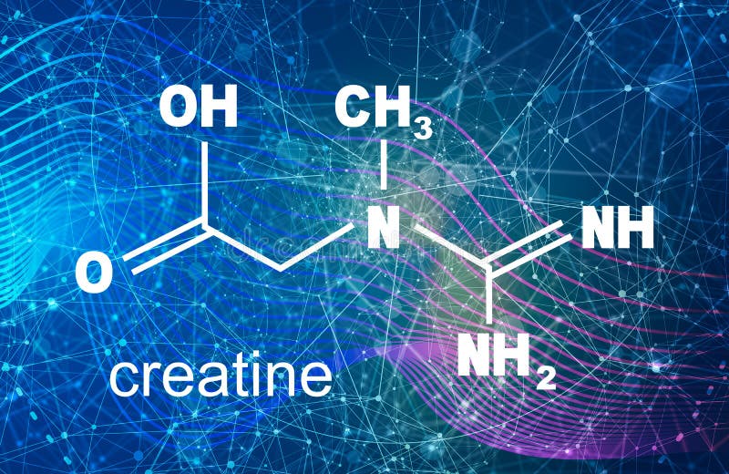 Creatine Chemical Formula. Thin Line Style Illustration Stock