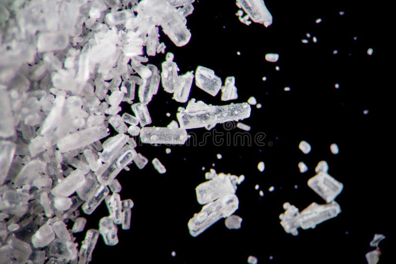 Creatine crystals by microscope. Athletic dietary supplement