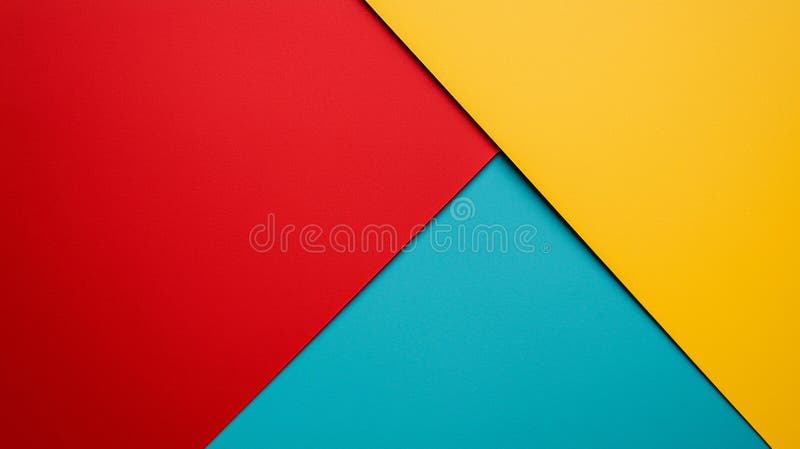 Creating an abstract background through geometric color blocking, featuring vibrant red, sunny yellow, and soft light blue paper