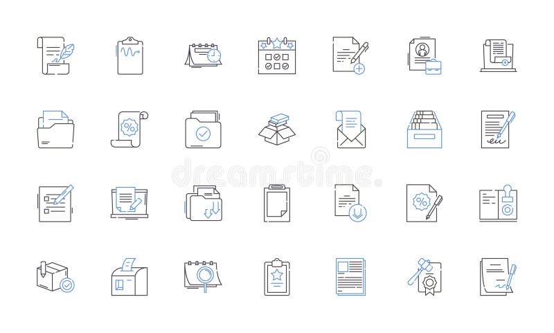 Creating blueprints line icons collection. Design, Planning, Architecture, Engineering, Drafting, Blueprints, Diagram royalty free illustration