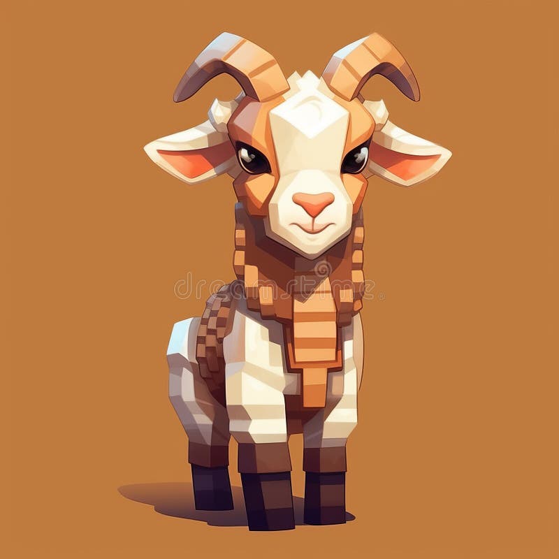 Creating A Cute Goat Character In Minecraft Using Pixel Art Stock