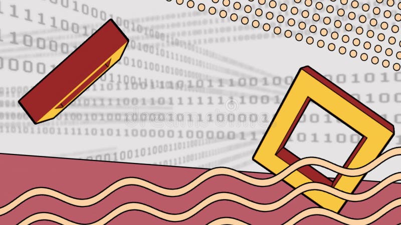 Creating dynamic design, abstract geometric shapes and binary code with animation royalty free illustration