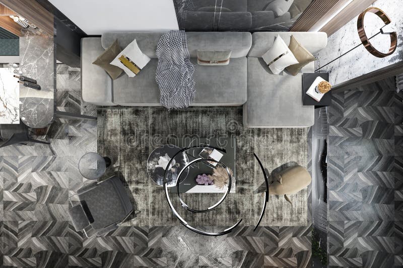 Creating a Luxurious Living Room with Unique Art and Decor Pieces Stock