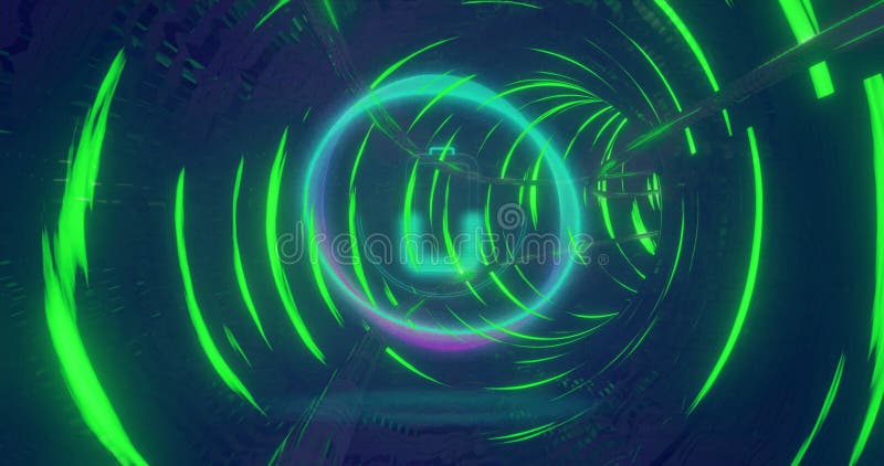 Creating tunnel animation with green and blue neon circles vector illustration