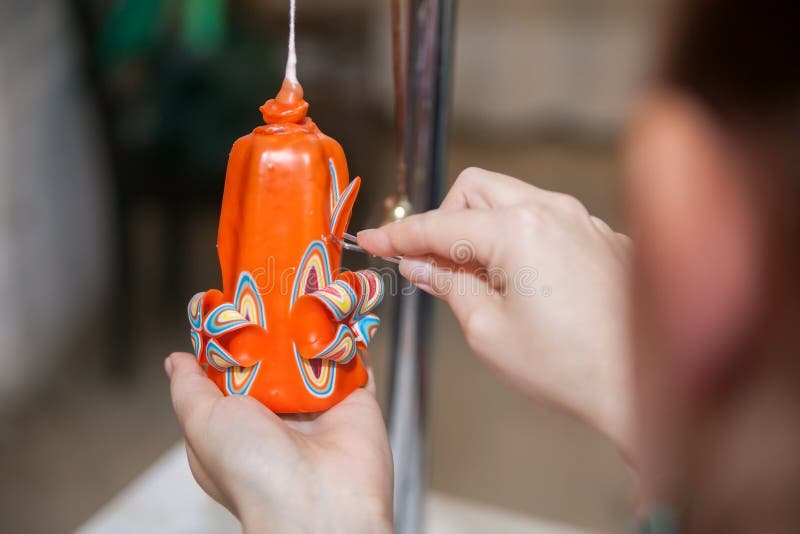 Creation of Handmade Candle Stock Photo Image of hands, background