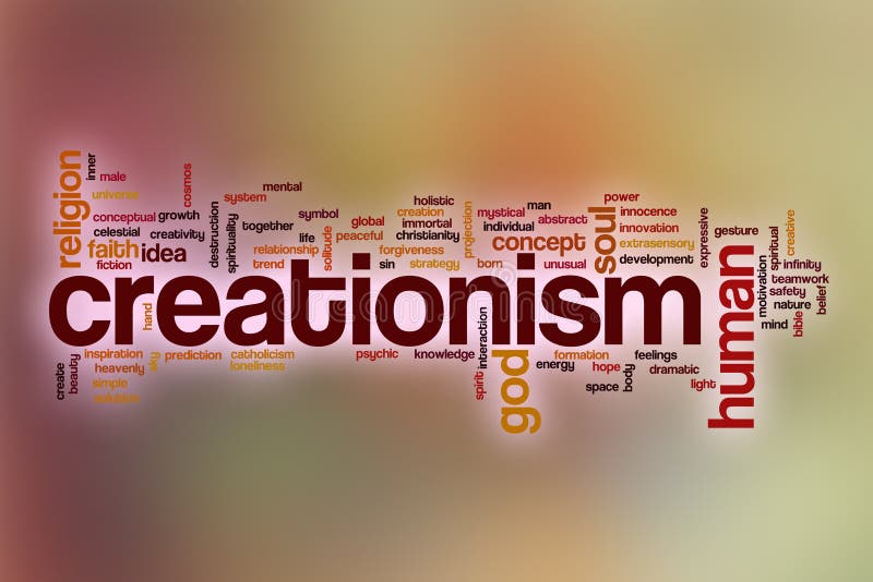 Creationism word cloud with abstract background