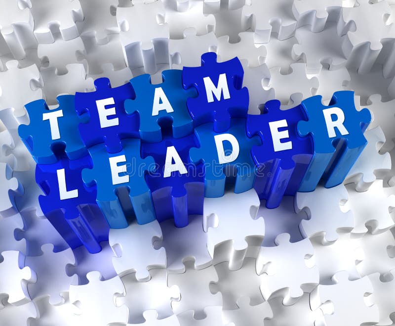 Creative 3D Pieces of Puzzle and Words TEAM LEADER Stock Illustration