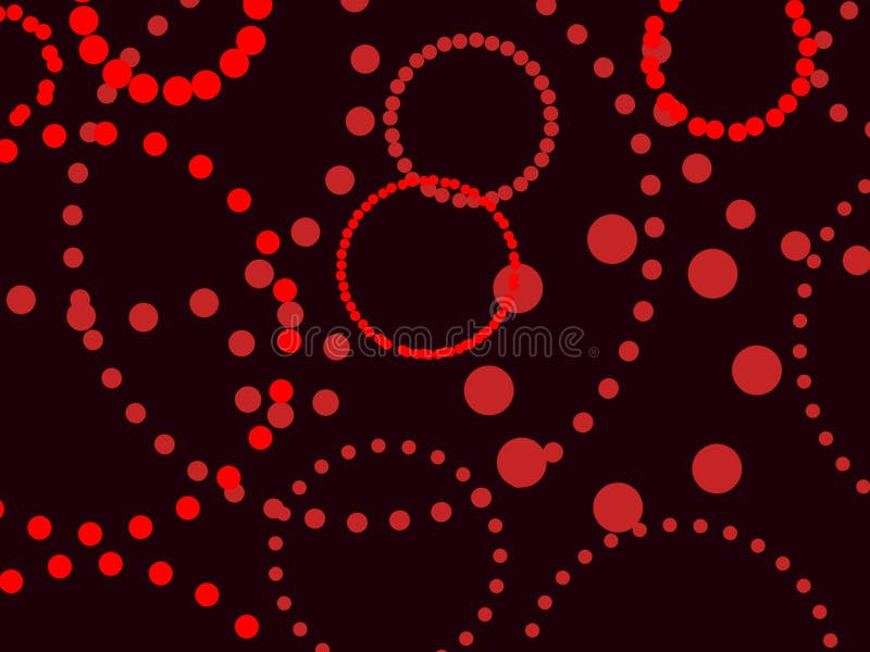 Abstract Red Polka Dot Pattern on Dark Background. stock illustration