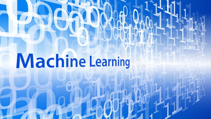 Creative abstract machine learning symbol conception, binary code stream vector illustration
