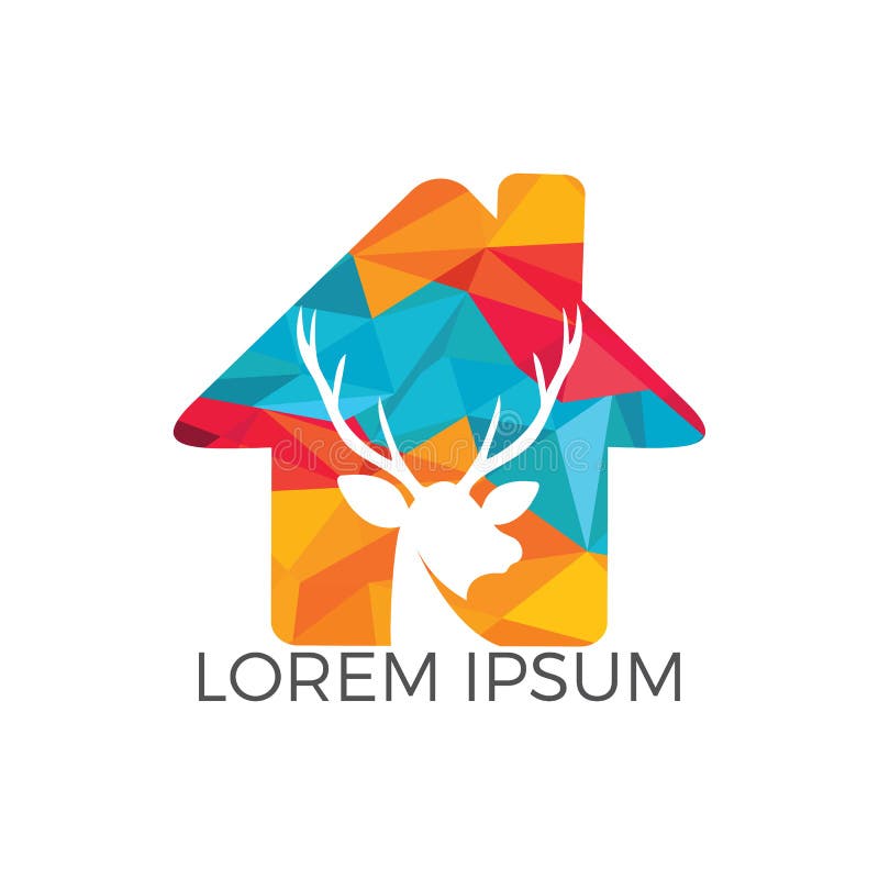 Deer and home logo design. stock vector. Illustration of decoration