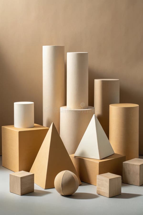 Cardboard shapes of various geometric forms are artistically arranged against a smooth, neutral backdrop. Cardboard color shapes stock images, royalty-free photos and pictures