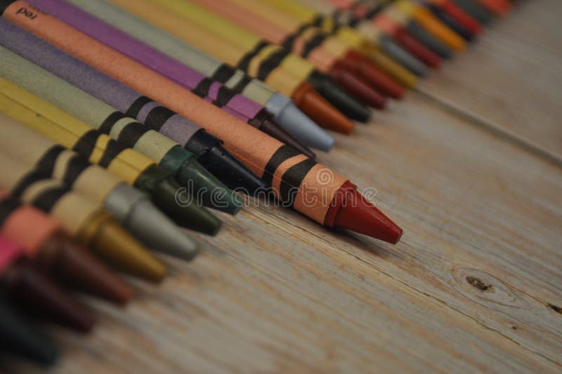 Creative Arrangements of Pencils and Crayons Stock Image Image of