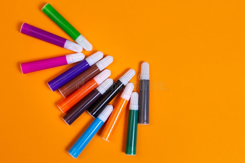 Creative art design with multi colored markers royalty free stock image