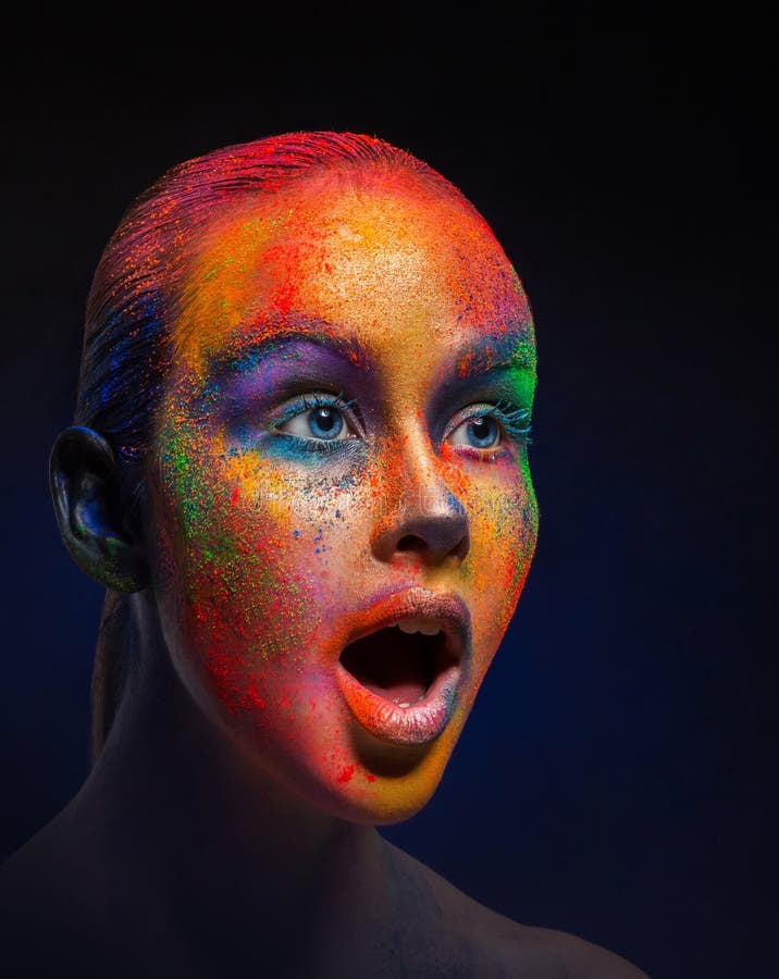 Creative Art of Make Up, Fashion Model Closeup Portrait Stock Image ...