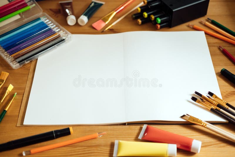 377 Color Pencils Sketchbook Wooden Table Stock Photos - Free &  Royalty-Free Stock Photos from Dreamstime