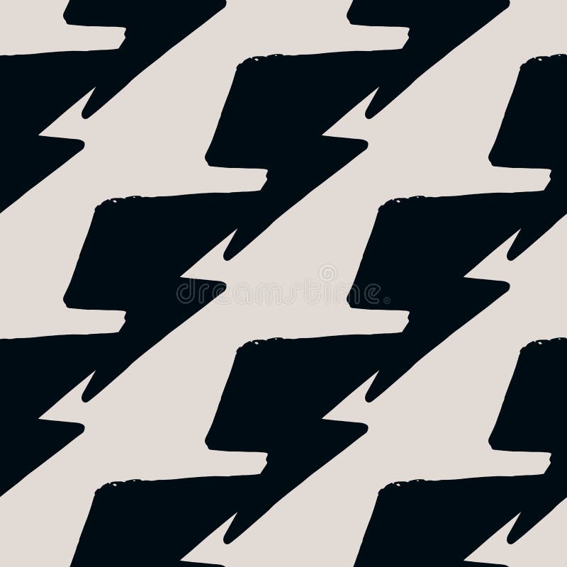Geometric Thunder Backdrop Seamless Pattern on Dark Background. Lightning Bolts Stock