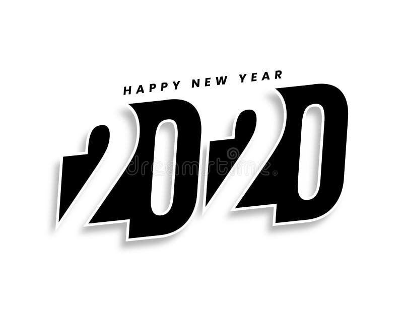 Creative Black and White 2020 New Year Text Design Background Stock