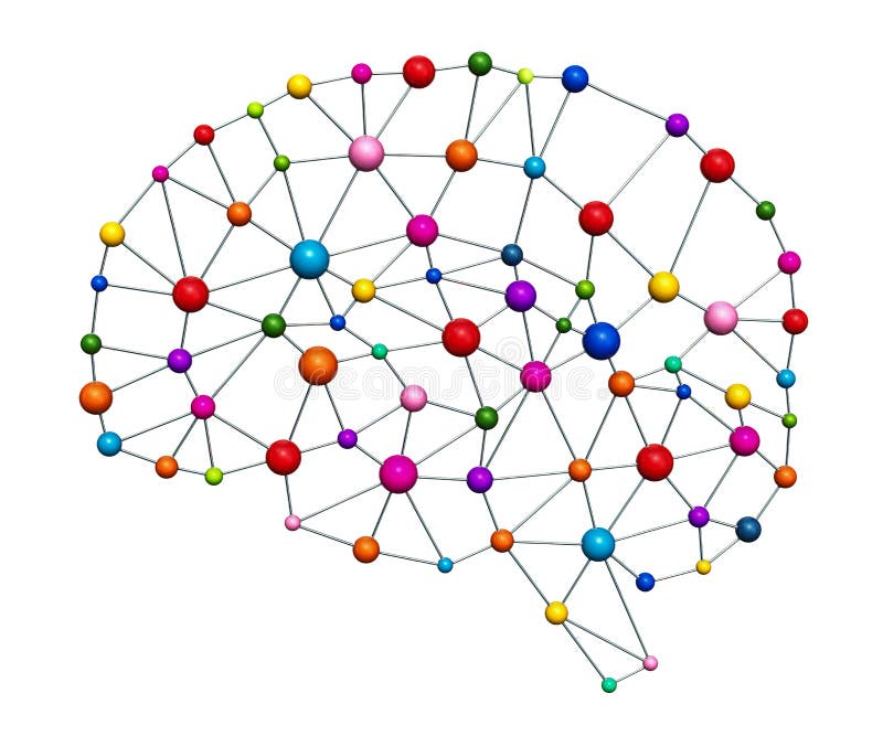 Creative Brain Concept. Brain from Mesh and Colored Balls, 3D Re Stock Illustration - Illustration of cognition, cell: 126744027