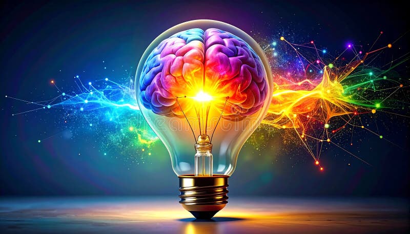 Creative Brain Light Bulb — Innovation and Idea Generation Concept ...