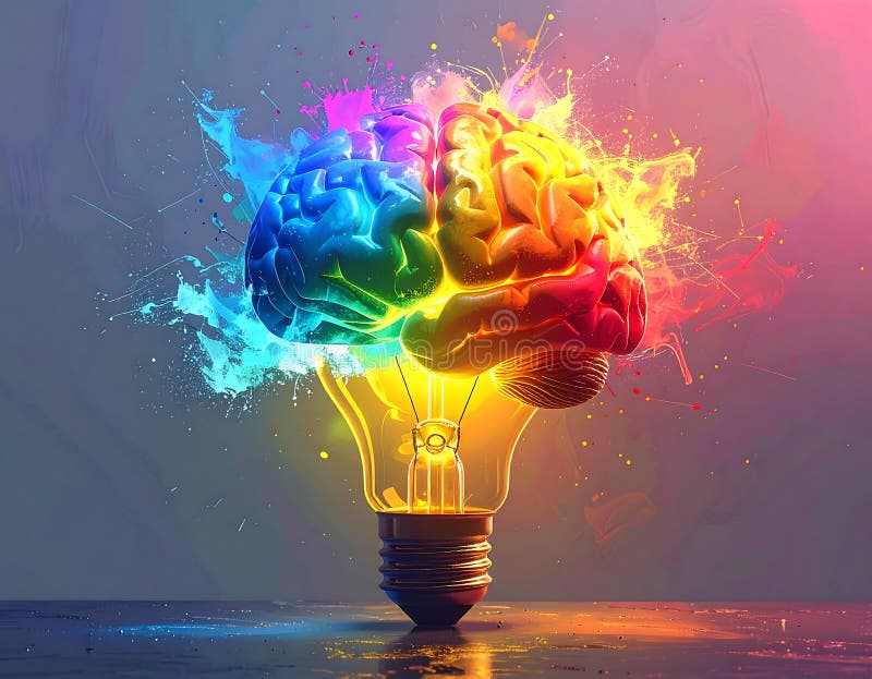 Creative Brain Light Bulb — Innovation and Idea Generation Concept, AI-Generated vector illustration