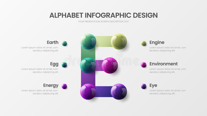 Creative bright multicolor character design illustration layout. Modern art E symbol graphics visualization template.