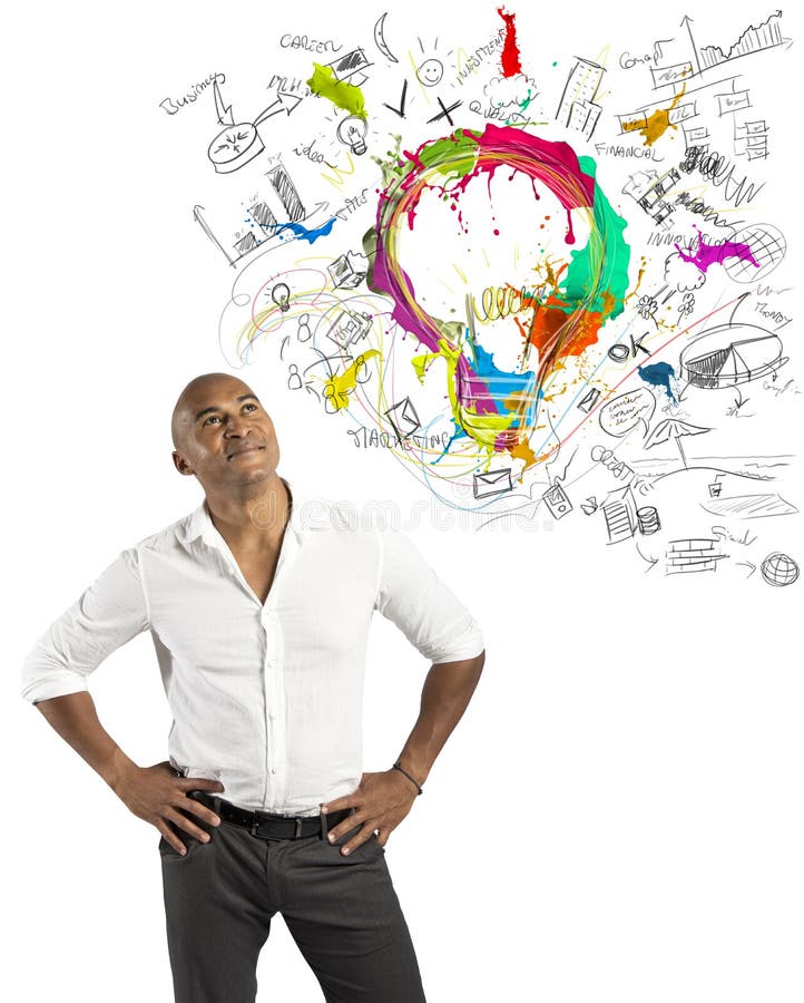 Drawing Idea Pencil Light Bulb and Open Book Business Strategy Stock