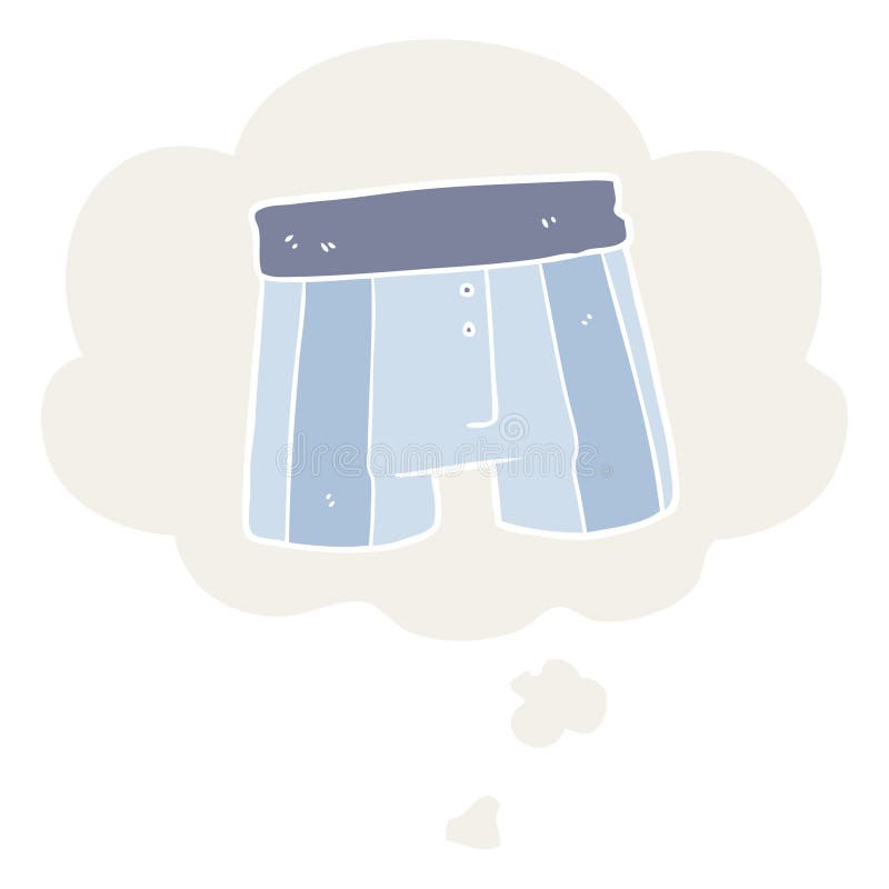A creative cartoon boxer shorts and thought bubble in retro style stock illustration