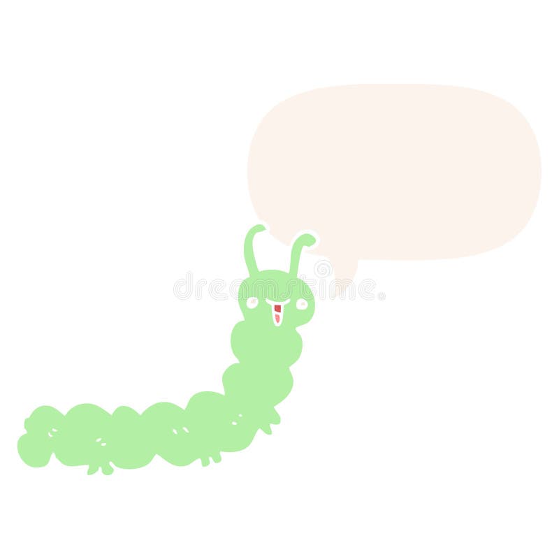 A creative cartoon caterpillar and speech bubble in retro style