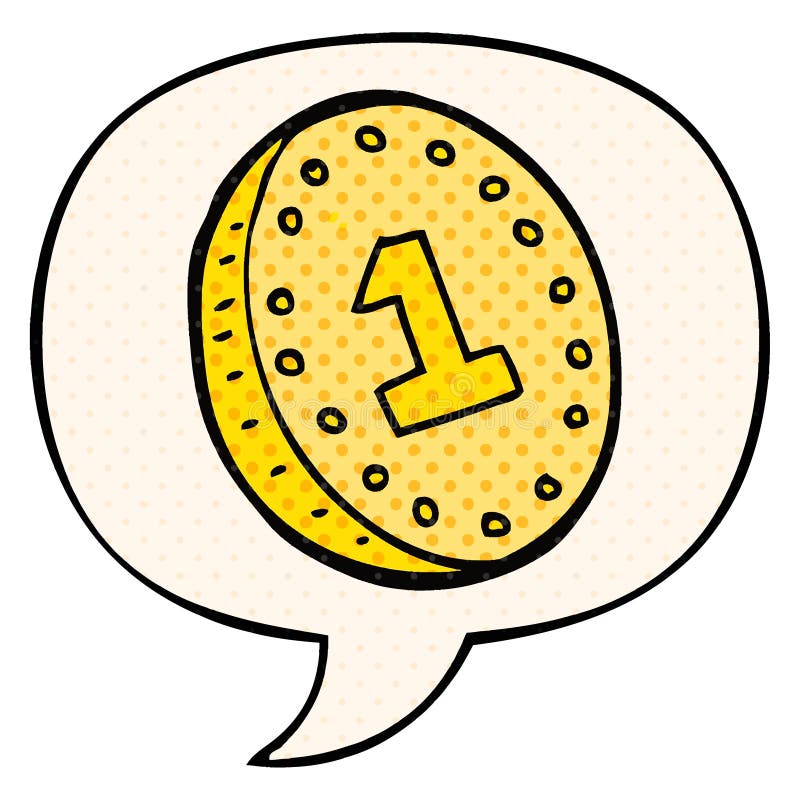 A creative cartoon coin and speech bubble in comic book style