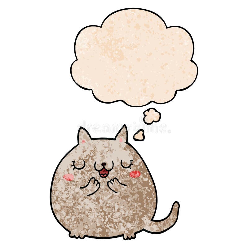 A creative cartoon cute cat and thought bubble in grunge texture pattern style