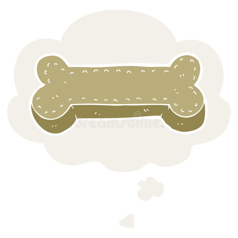 A Creative Cartoon Dog Biscuit and Thought Bubble in Retro Style Stock