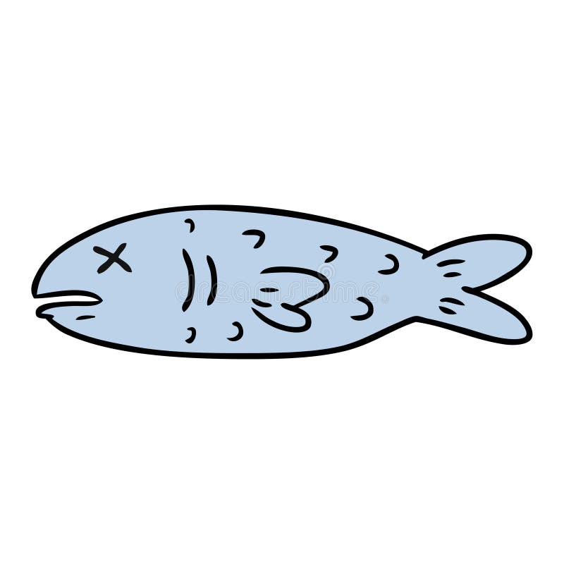 A Creative Cartoon Doodle Of A Dead Fish Stock Vector Illustration Of Artwork Food 150956292