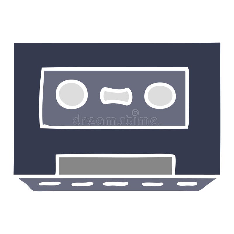 A Creative Cartoon Doodle of a Retro Cassette Tape Stock Vector
