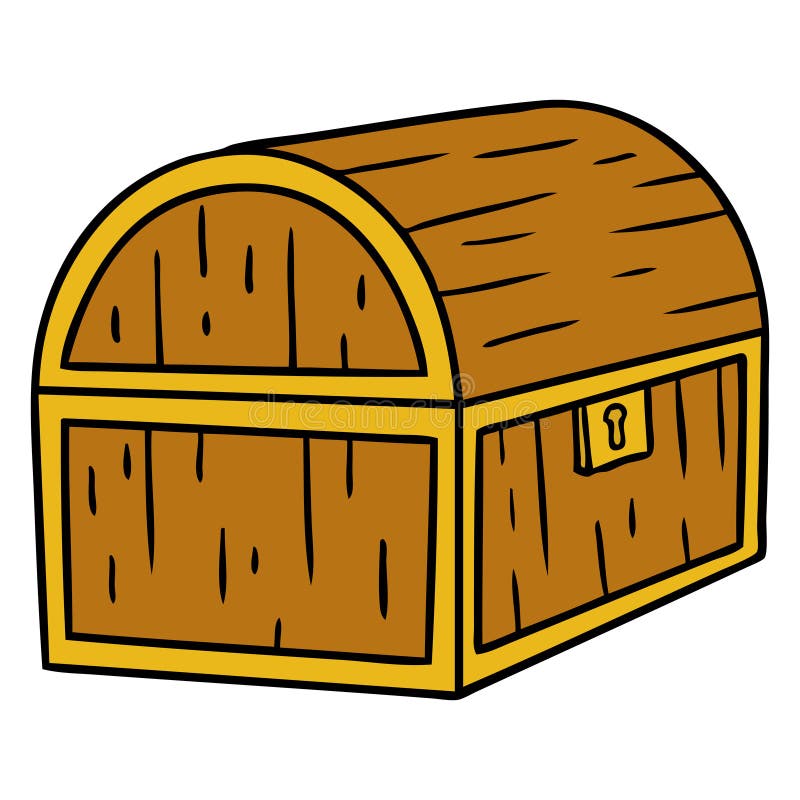 A creative cartoon doodle of a treasure chest