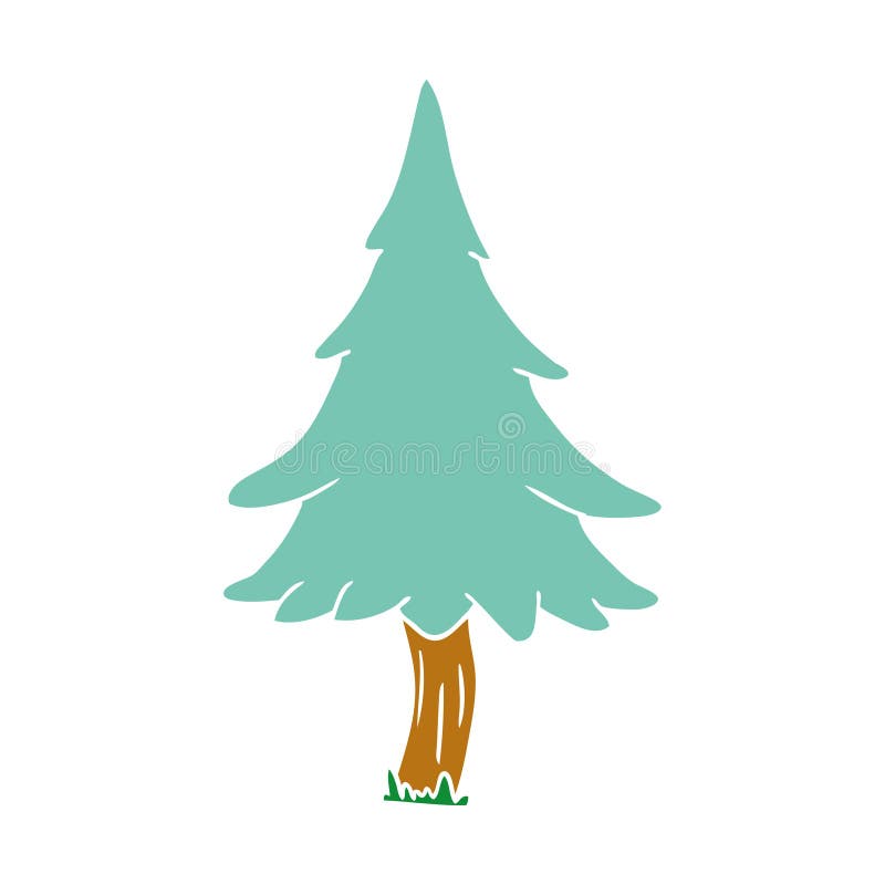 Cartoon Pine Green Trees Woodland Nature Forest Free Hand Drawn Doodle
