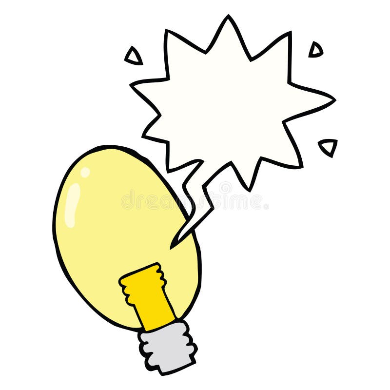 A creative cartoon electric light and speech bubble