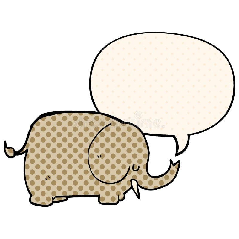 A Creative Cartoon Elephant and Speech Bubble in Comic Book Style Stock