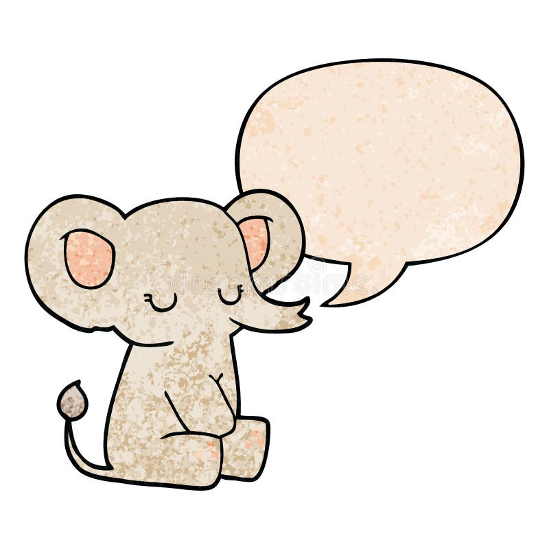 A Creative Cartoon Elephant and Speech Bubble in Retro Texture Style