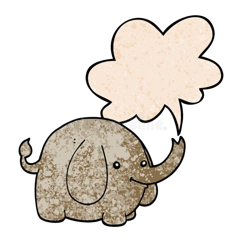 A Creative Cartoon Elephant and Speech Bubble in Retro Texture Style