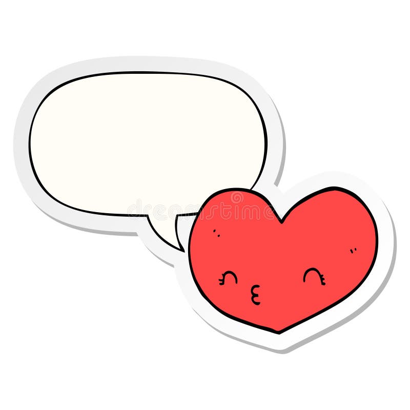 A creative cartoon heart and face and speech bubble sticker