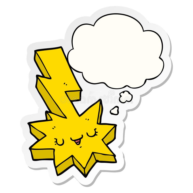 A Creative Cartoon Lightning Strike and Thought Bubble As a Printed