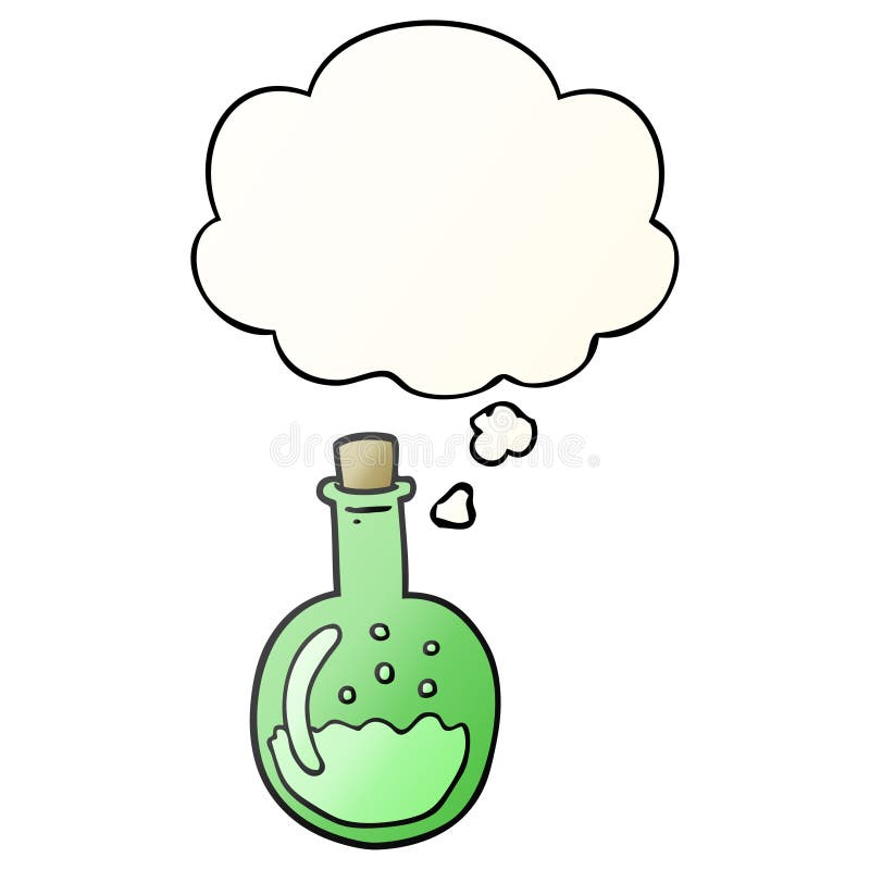 A Creative Cartoon Potion and Thought Bubble in Smooth Gradient Style Stock Vector