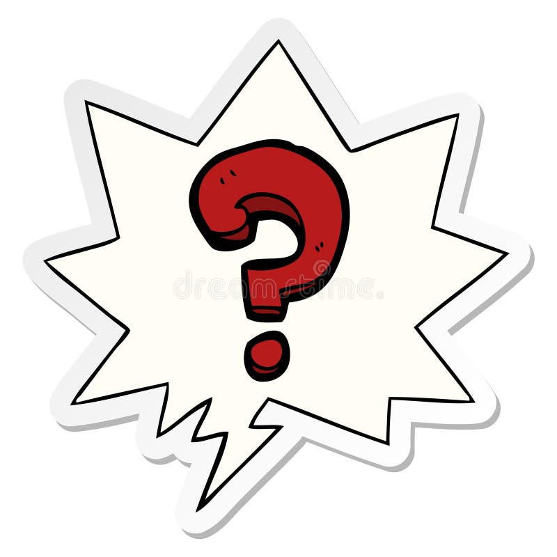 A creative cartoon question mark and speech bubble sticker