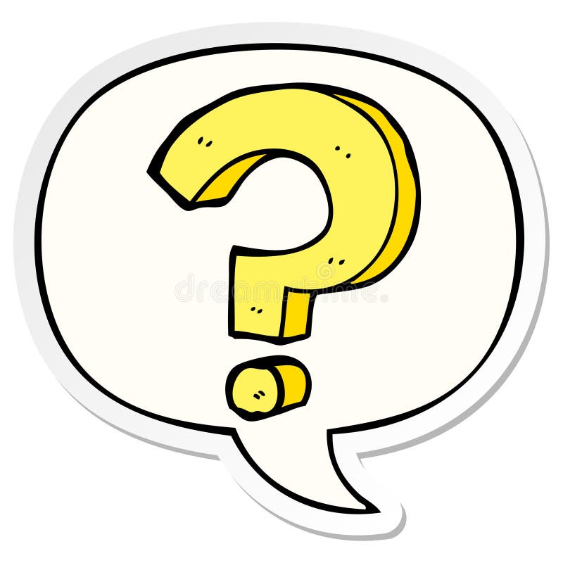 A creative cartoon question mark and speech bubble sticker