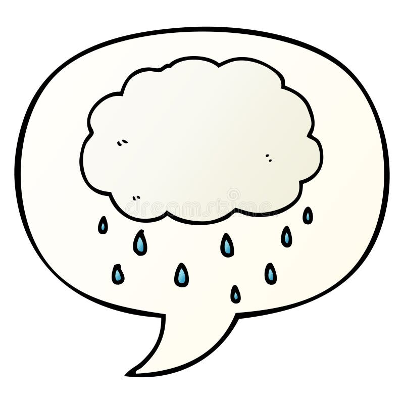 A creative cartoon rain cloud and speech bubble in smooth gradient style