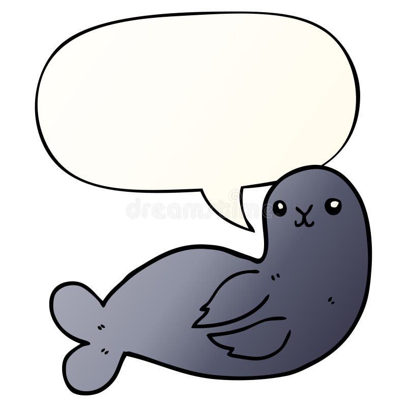 A creative cartoon seal and speech bubble in smooth gradient style