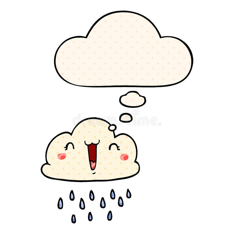 A creative cartoon storm cloud and thought bubble in comic book style vector illustration
