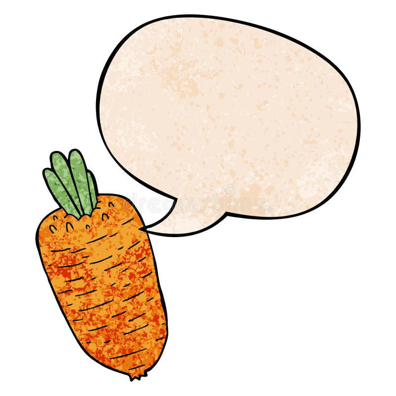 A creative cartoon vegetable and speech bubble in retro texture style