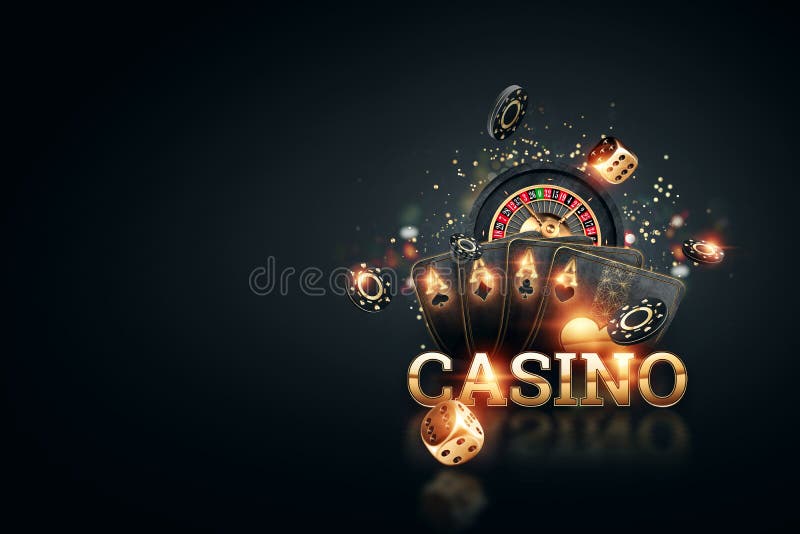 Creative Casino Background, Inscription Casino in Gold Letters Playing  Cards Roulette on a Dark Background. Flyer. Gambling Stock Illustration -  Illustration of cash, render: 197362124